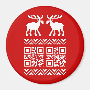 Lelijke kerstkeuken QR Code Happy Nieuwjaar! Magneet