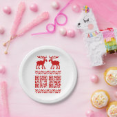 Lelijke kerstkeuken QR Code Happy Nieuwjaar! Papieren Bordje (Feest)