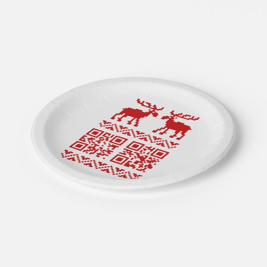 Lelijke kerstkeuken QR Code Happy Nieuwjaar! Papieren Bordje (Gekanteld)