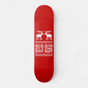 Lelijke kerstkeuken QR Code Happy Nieuwjaar! Persoonlijk Skateboard