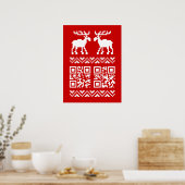 Lelijke kerstkeuken QR Code Happy Nieuwjaar! Poster (Keuken)
