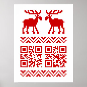 Lelijke kerstkeuken QR Code Happy Nieuwjaar! Poster