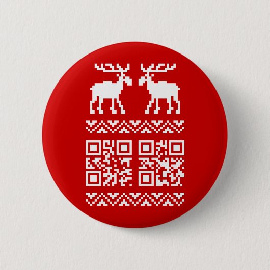 Lelijke kerstkeuken QR Code Happy Nieuwjaar! Ronde Button 5,7 Cm (Voorkant)
