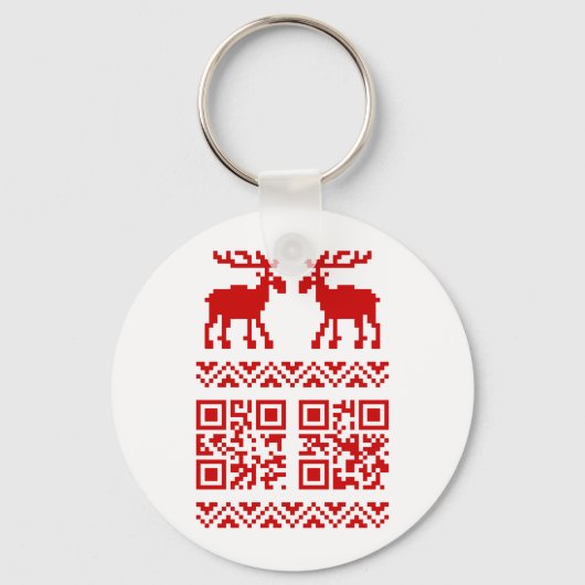 Lelijke kerstkeuken QR Code Happy Nieuwjaar! Sleutelhanger (Voorkant)