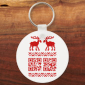 Lelijke kerstkeuken QR Code Happy Nieuwjaar! Sleutelhanger (Voorkant)