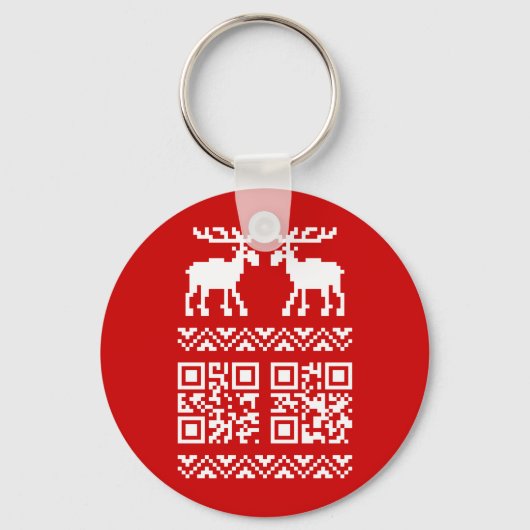 Lelijke kerstkeuken QR Code Happy Nieuwjaar! Sleutelhanger (Voorkant)