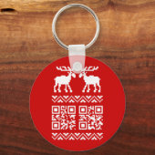 Lelijke kerstkeuken QR Code Happy Nieuwjaar! Sleutelhanger (Voorkant)