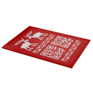 Lelijke kerstkeuken QR Code Happy Nieuwjaar! Snijplank