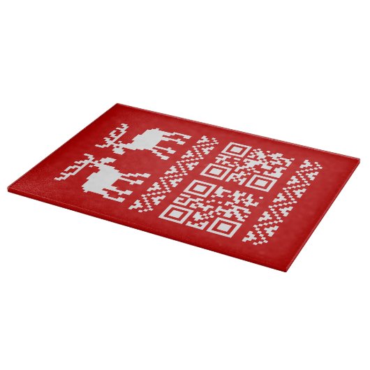 Lelijke kerstkeuken QR Code Happy Nieuwjaar! Snijplank (Hoek)