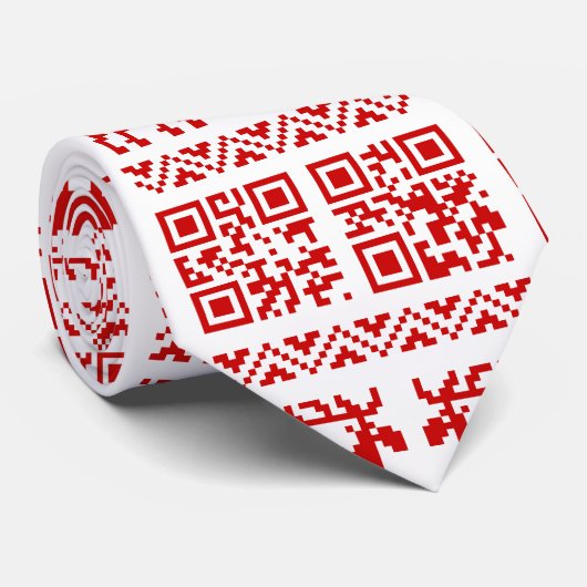 Lelijke kerstkeuken QR Code Happy Nieuwjaar! Stropdas (Opgerold)