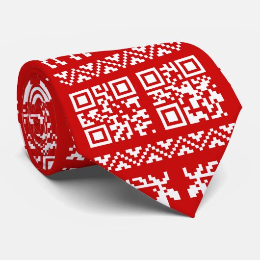 Lelijke kerstkeuken QR Code Happy Nieuwjaar! Stropdas (Opgerold)
