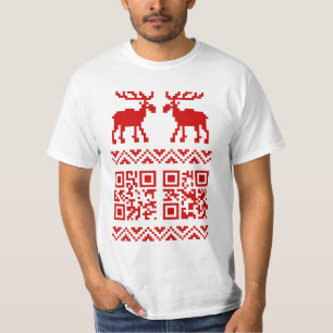 Lelijke kerstkeuken QR Code Happy Nieuwjaar! T-shirt
