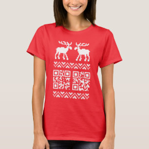 Lelijke kerstkeuken QR Code Happy Nieuwjaar! T-shirt