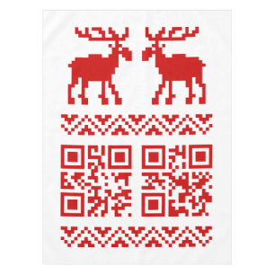 Lelijke kerstkeuken QR Code Happy Nieuwjaar! Tafelkleed