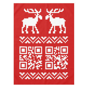 Lelijke kerstkeuken QR Code Happy Nieuwjaar! Tafelkleed