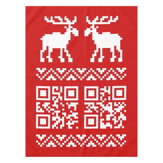 Lelijke kerstkeuken QR Code Happy Nieuwjaar! Tafelkleed (Voorkant)