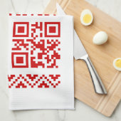 Lelijke kerstkeuken QR Code Happy Nieuwjaar! Theedoek (Quarter Fold)