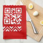 Lelijke kerstkeuken QR Code Happy Nieuwjaar! Theedoek (Quarter Fold)