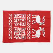 Lelijke kerstkeuken QR Code Happy Nieuwjaar! Theedoek (Horizontaal)