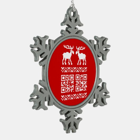 Lelijke kerstkeuken QR Code Happy Nieuwjaar! Tin Sneeuwvlok Ornament (Links)