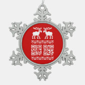 Lelijke kerstkeuken QR Code Happy Nieuwjaar! Tin Sneeuwvlok Ornament (Voorkant)
