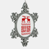 Lelijke kerstkeuken QR Code Happy Nieuwjaar! Tin Sneeuwvlok Ornament (Links)