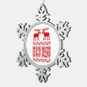 Lelijke kerstkeuken QR Code Happy Nieuwjaar! Tin Sneeuwvlok Ornament (Rechts)