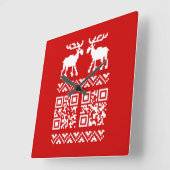 Lelijke kerstkeuken QR Code Happy Nieuwjaar! Vierkante Klok (Hoek)