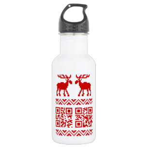Lelijke kerstkeuken QR Code Happy Nieuwjaar! Waterfles
