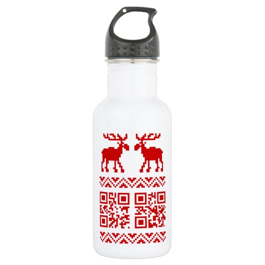Lelijke kerstkeuken QR Code Happy Nieuwjaar! Waterfles (Voorkant)