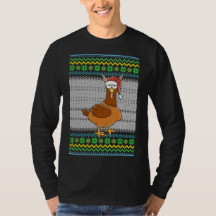 Lelijke kerstkip met kerstmuts verlichting Kerstmi T-shirt