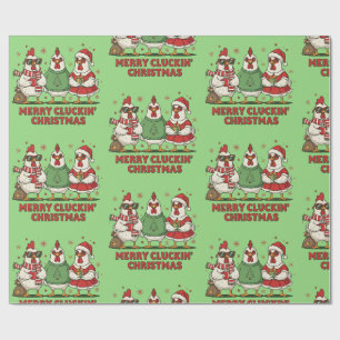 lelijke kerstkip vrolijke kakkende kerst cadeaupapier