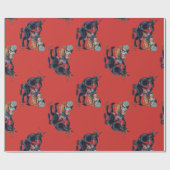 lelijke kerstkrampus antiek red cadeaupapier (Vlak)