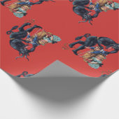 lelijke kerstkrampus antiek red cadeaupapier (Hoek)