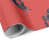 lelijke kerstkrampus antiek red cadeaupapier (Rol Hoek)