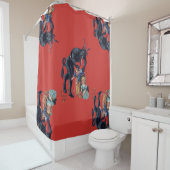 lelijke kerstkrampus antiek red douchegordijn (In situ)