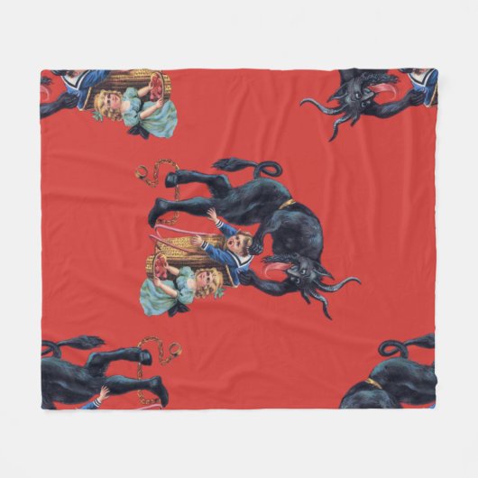 lelijke kerstkrampus antiek red fleece deken (Voorkant (Horizontaal))