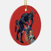 lelijke kerstkrampus antiek red keramisch ornament (Rechts)