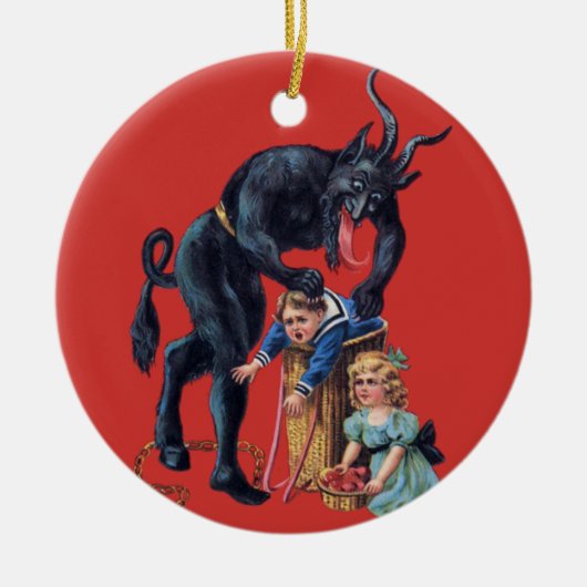 lelijke kerstkrampus antiek red keramisch ornament (Voorkant)