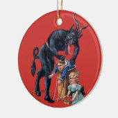 lelijke kerstkrampus antiek red keramisch ornament (Links)