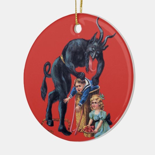 lelijke kerstkrampus antiek red keramisch ornament (Links)