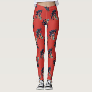 lelijke kerstkrampus antiek red leggings