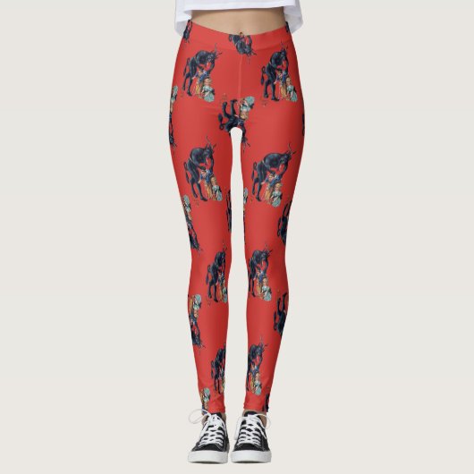 lelijke kerstkrampus antiek red leggings (Voorkant)