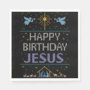 Lelijke kerstliefhebber Happy Birthday Jesus Paars Servet