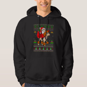 Lelijke Kerstman die op een standaardpoedel-hond r Hoodie