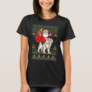 Lelijke Kerstman die op Great Pyrenees-hond rijdt T-shirt