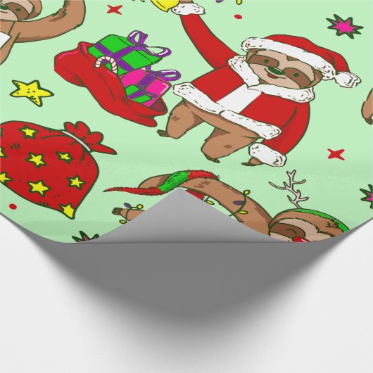 lelijke kerstman-kerstman-luiaard cadeaupapier (Hoek)