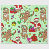 lelijke kerstman-kerstman-luiaard cadeaupapier (Vlak)