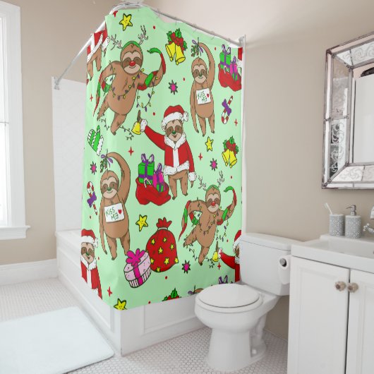lelijke kerstman-kerstman-luiaard douchegordijn (In situ)
