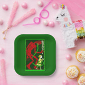 lelijke kerstman krampus kind Victoriaans Papieren Bordje (Feest)